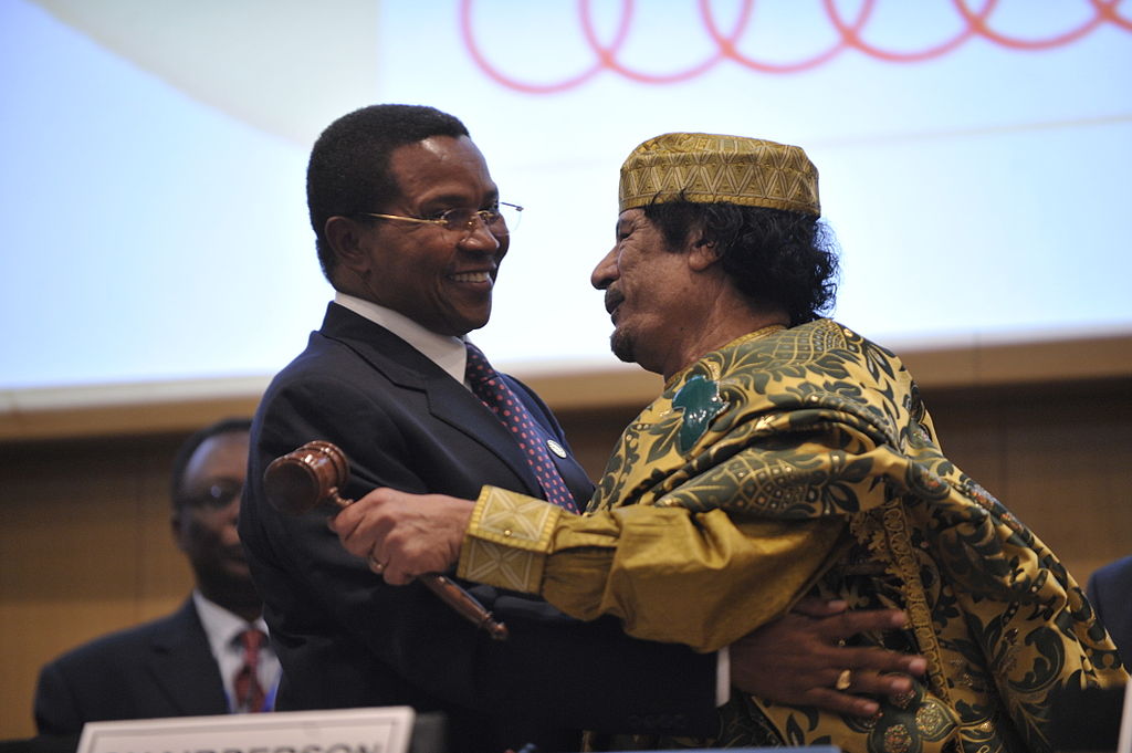 Jakaya Kikwete and_Muammar al-Gaddafi at an African Union Summit