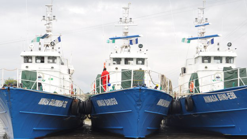 Boats from the Nigerian Maritime Administration and Safety Agency (Nimasa) go on anti-pirate patrols