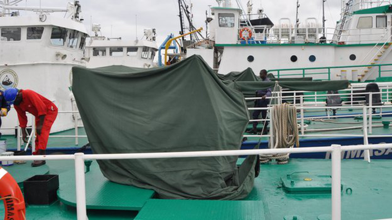 The Nimasa boats have guns, seen here under wraps