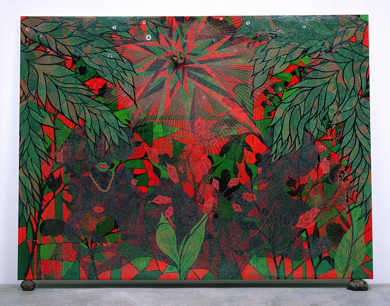 Afronirvana, 2002 - this exhibition puts the Virgin Mary in a wider context of religious art (Chris Ofili. David Zwirner, New York / London and Victoria Miro, London)
