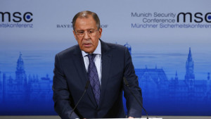 Russian Foreign Minister Sergei Lavrov addresses during the 51st Munich Security Conference at the 'Bayerischer Hof' hotel in Munich February 7, 2015. 