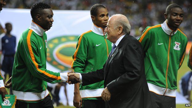 Sepp Blatter (here with the Zambian team) "feels Africa", said one delegate.
