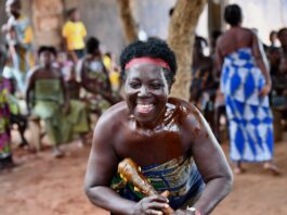 Vodun People in worship in a Village, Togo. West Africa
