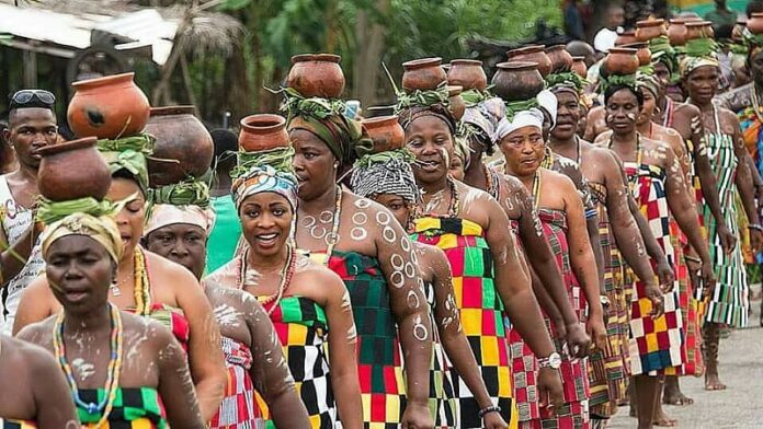 Image: A women's parade somewhere in Anlo-Ghana.