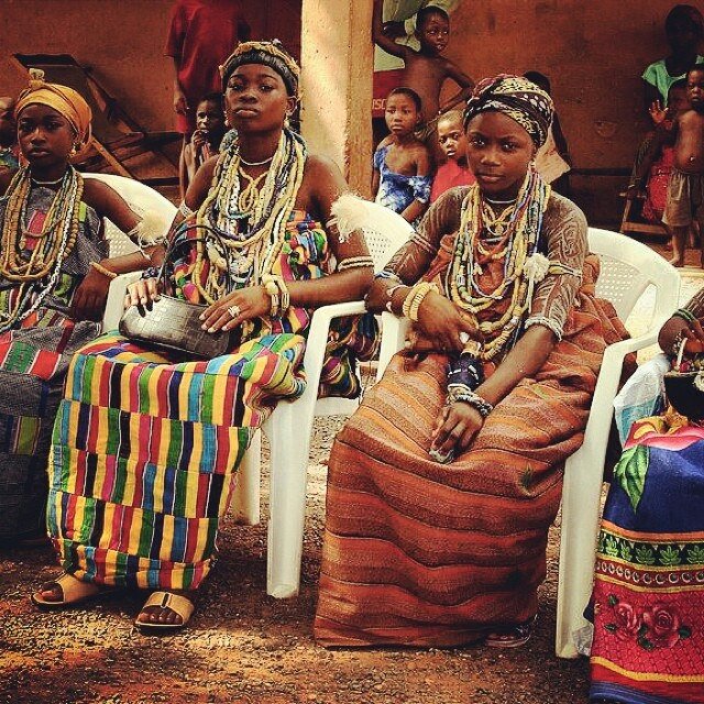 Image: Young Women in Kente at a Puberty Rites Ceremony, Ghana.