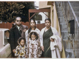 THEN This photo, looking north, and taken in 1972, shows the west side of 1227 Bancroft Way. Kamala Harris can be seen at the front center, along with her grandfather, P.V. Gopalan, her mother Shyamala Gopalan, her grandmother Rajam Gopalan, and her sister, Maya.