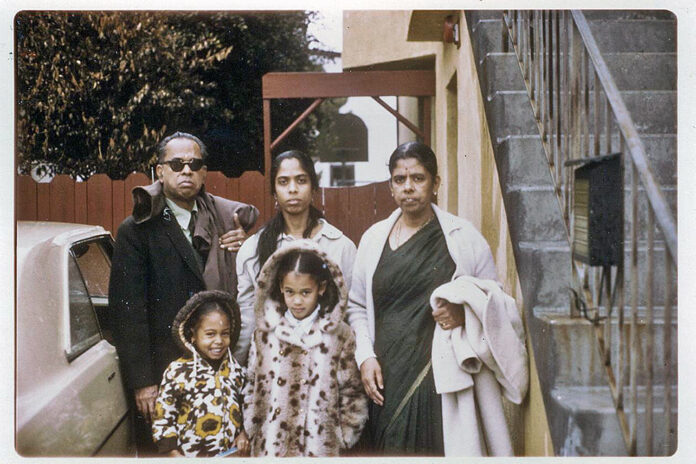 THEN This photo, looking north, and taken in 1972, shows the west side of 1227 Bancroft Way. Kamala Harris can be seen at the front center, along with her grandfather, P.V. Gopalan, her mother Shyamala Gopalan, her grandmother Rajam Gopalan, and her sister, Maya.